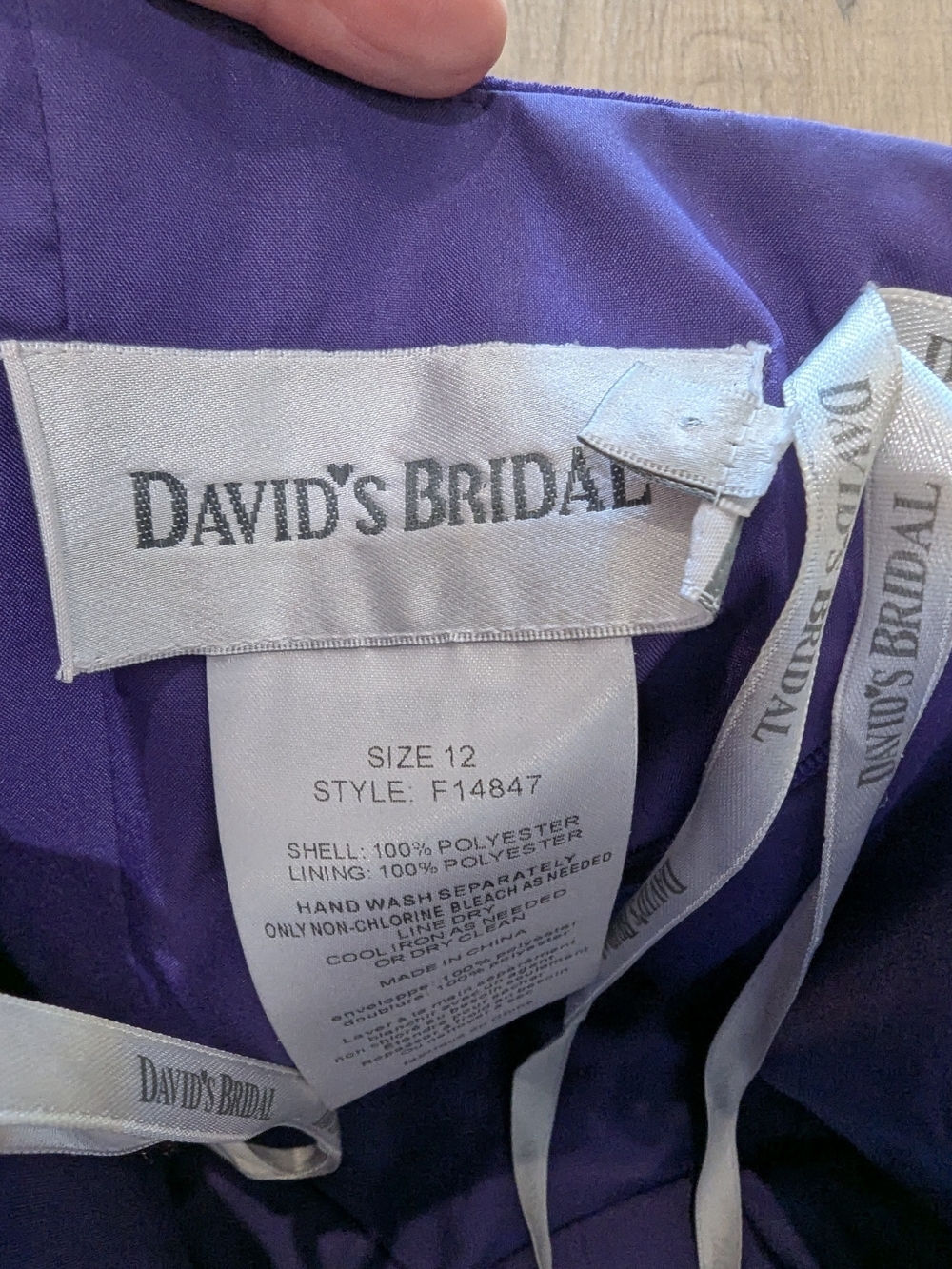 2/$40 David's Bridal Purple Strapless Chiffon Bridesmaid Dress - Picture 7 of 7